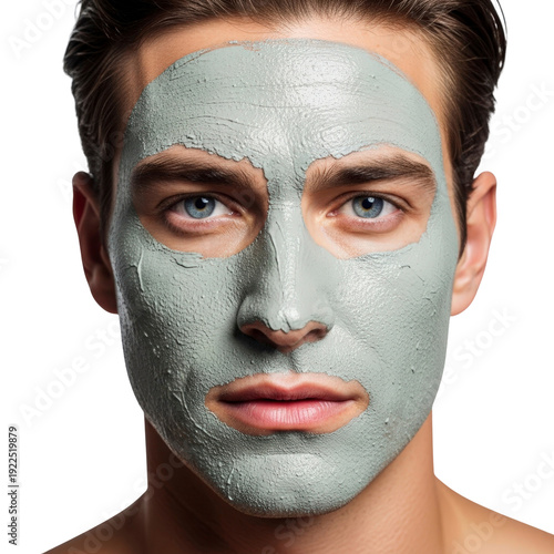 Man with clay face mask