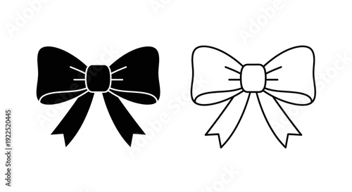 Black and white bow tie clipart set, elegant and simple bow designs for various uses Vector