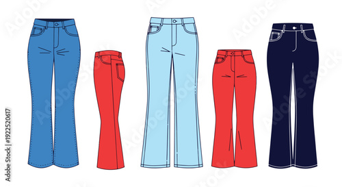 Bootcut Jeans Line soft tone color illustration