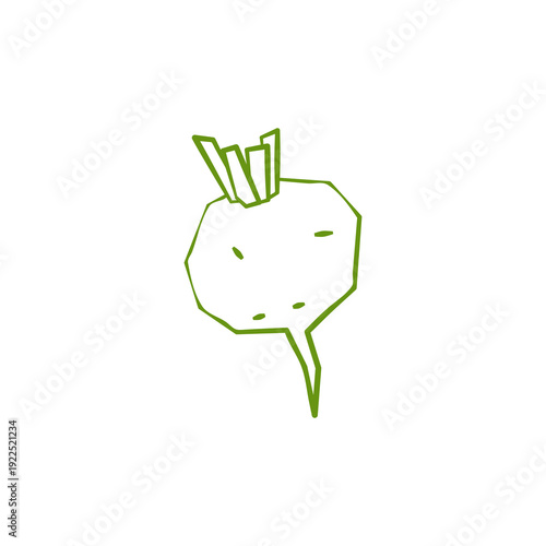 Fresh turnip illustration. Simple line style icon of root vegetable for farmers market advertising. Vector symbol of harvested salad vegetables in minimal handdrawn outline style.