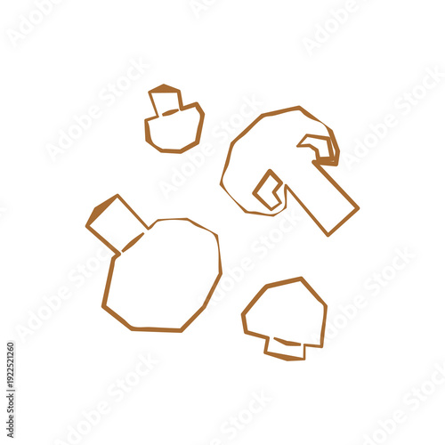 Fresh champignon illustration. Simple line style icon of mushrooms for farmers market advertising. Vector symbol of harvested fungi in minimal handdrawn outline style.