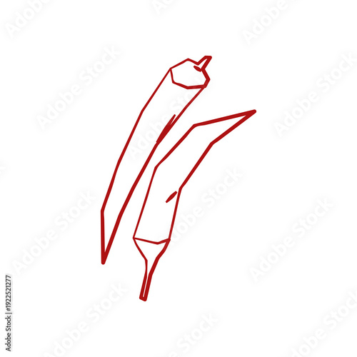 Fresh chilli illustration. Simple line style icon of spicy vegetable for farmers market advertising. Vector symbol of harvested spices in minimal handdrawn outline style.