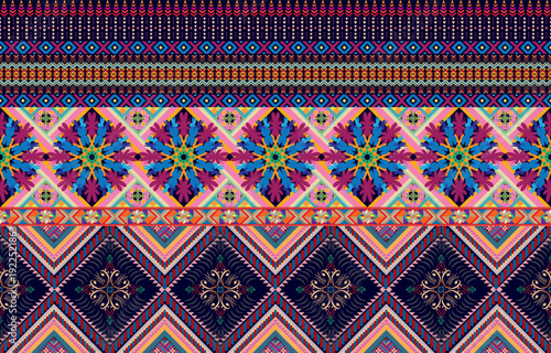 tribal ethnic themes geometric seamless background with a Peruvian american indigenous pattern. Textile print with rich native American tribal themes in an ethnic traditional style. Clothing 