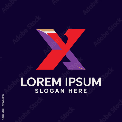Modern 3d x letter logo design with gradient colors and slogan space