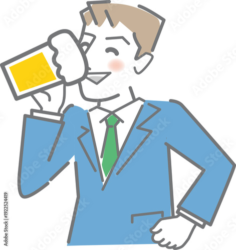 ビールを飲むサラリーマンのイラスト素材