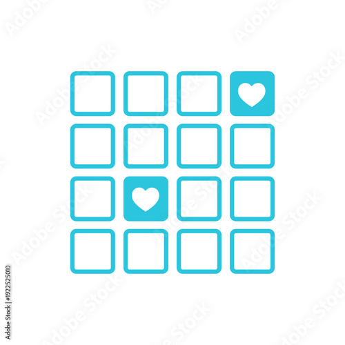 Memory match game, Isolated on white. Blue icon