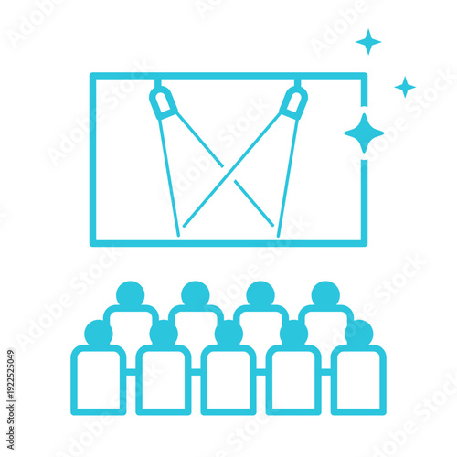 Stage, Theater icon. Isolated on white background. Blue icon