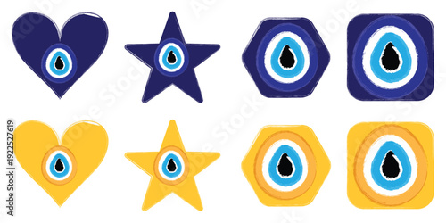 Nazar Amulet vector symbol flat design. Isolated Evil Eye Talisman believed to protect against the evil eye label sign eps 10