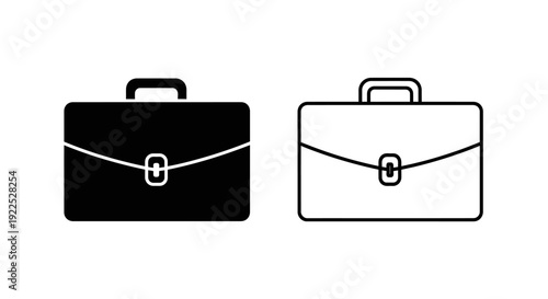 Minimalist black and white briefcase icon set for business and office use Vector