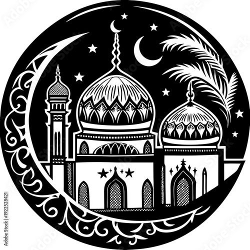 Taj Mahal vector illustration of a mosque and landmark