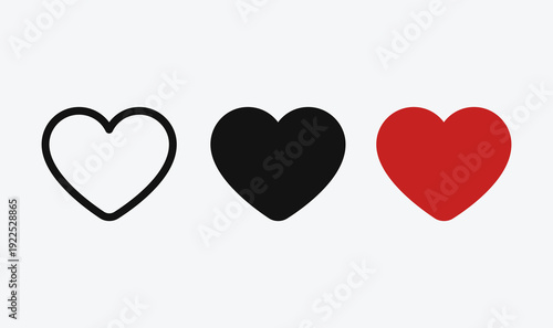 Heart icons set. Heart shape vector set. Medical heath line design symbol. Vector heartbeat logo. Like, UI icons for web