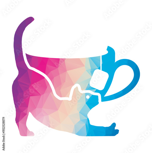 cat cafe logo design template