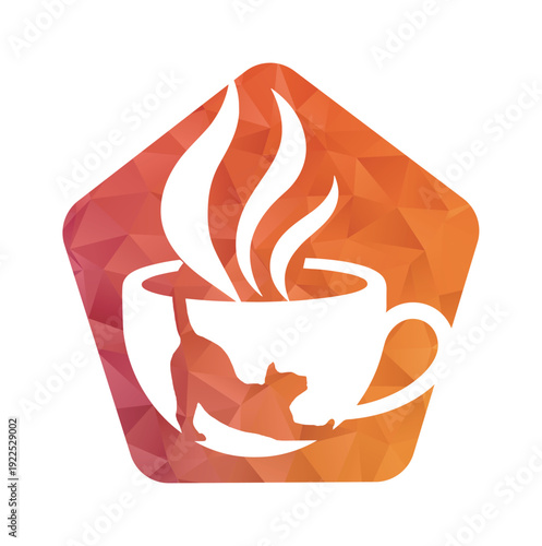 cat cafe logo design template