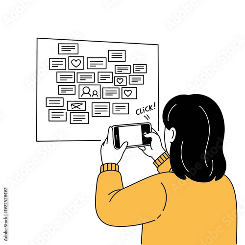 Person taking a photo of a social media feed on a smartphone.