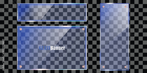 A graphic designer creating a blue glass banner on a transparent background for advertising purposes in silhouette mode
