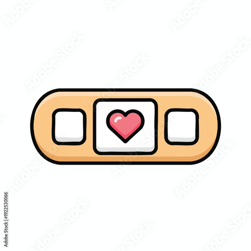 Cute Cartoon Bandage with Pink Heart for First Aid and Wound Care