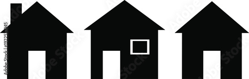 Set of House Silhouette Icons and Home Symbols Isolated on White Background for Real Estate and Architecture Design