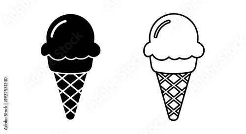 Delicious ice cream cone designs with creamy swirls and chocolate toppings Vector