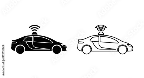 Modern cars with wireless technology, futuristic vehicles with connected devices Vector