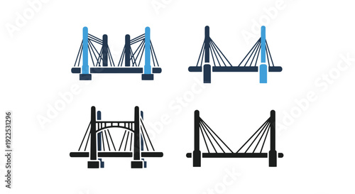 Bridge Cables Line abstract vivid tone vector