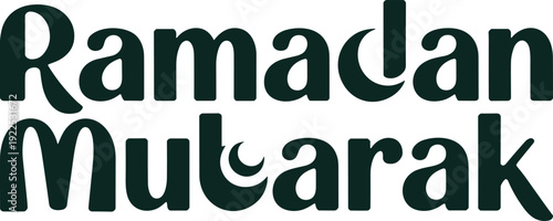 Bold Modern Ramadan Mubarak Typography with Crescent Moon Detail for Islamic Greeting Cards