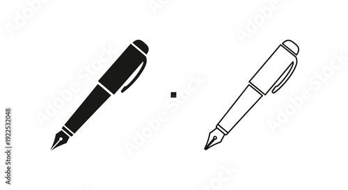 Two pens with different colors and designs on a white background Vector