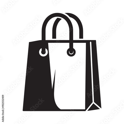 Minimalist shopping bag icon representing retail, ecommerce, and retail branding for icons and design.
