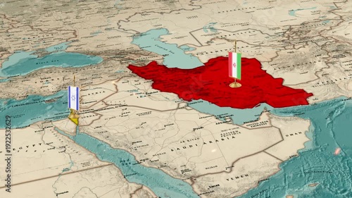 Strategic Middle East Map Highlighting Iran And Israel Representing Regional Geopolitical Conflict