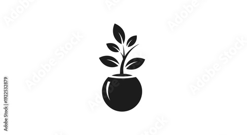 Minimalist Plant in Pot Icon for Growth and Nature Concepts