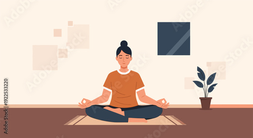 Woman Practicing Yoga Meditation Pose.