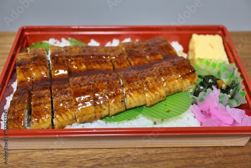 Unagi kabayaki (grilled eel) bento box purchased at a supermarket in Tokyo, Japan
