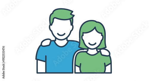 Simple illustration of a man and woman standing closely together