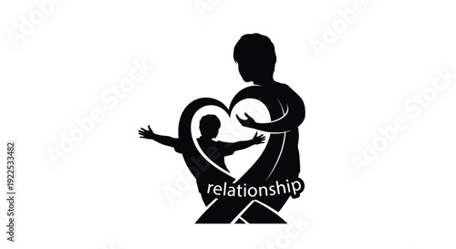 Silhouetted image of a parent and child embracing within a heart shape