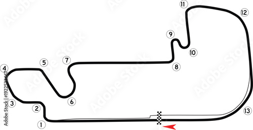Indianapolis Motor Speedway Street Circuit, Racing Track Circuit Labelled Stoke Shape Outline Vector