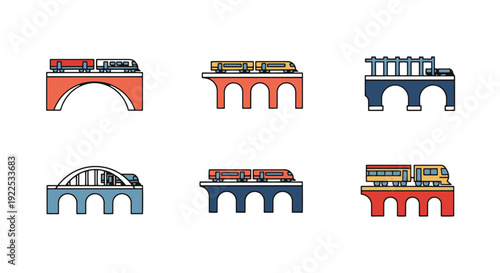 Bridge with Train soft tone vector illustration
