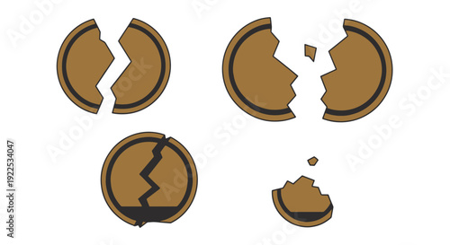 Broken Coin Line art modern color design illustration