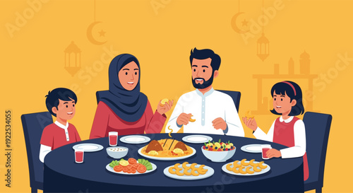 Family Enjoying Meal Together at Table.