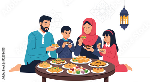Family Sharing Meal Together During Ramadan.