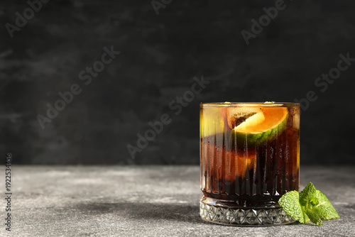 Glass of cold Cuba Libre co...