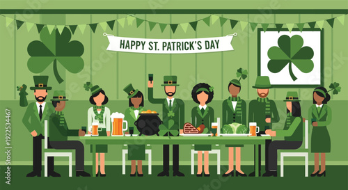 Group of People Celebrating St Patricks Day.