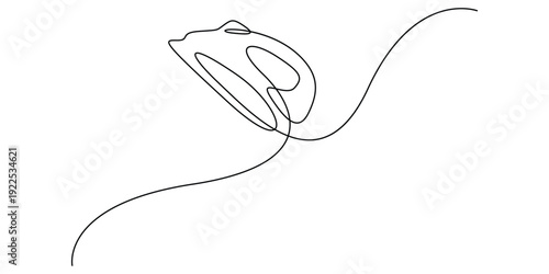 Continuous line drawing of a electric iron, Minimalist line art electric iron vector design 
