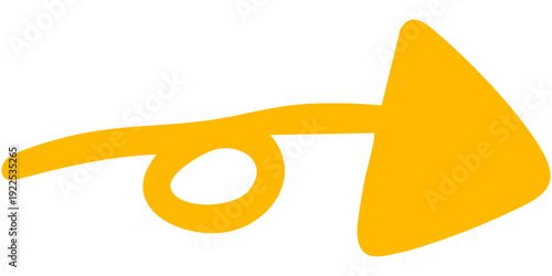 Vector illustration of Filled single-line hand-drawn arrow 12 (yellow)