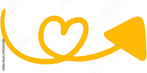 Foto Vector illustration of Filled single-line hand-drawn arrow 13 (yellow)