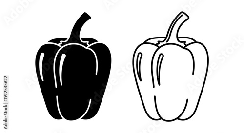 Black and white pepper illustration, vector design, clip art, graphic, drawing Vector