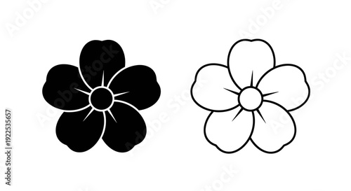 Black and white flower design vector illustration, minimalist floral art, simple botanic Vector