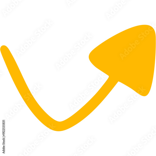 Vector illustration of Filled single-line hand-drawn arrow 14 (yellow)