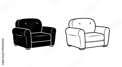 Modern sofa and loveseat minimalist furniture living room set Vector