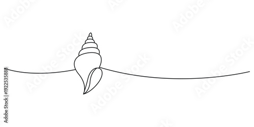 Continuous line drawing of a seashell, Conch, Symbol for beauty spa, wellness salons, or ocean-themed logos