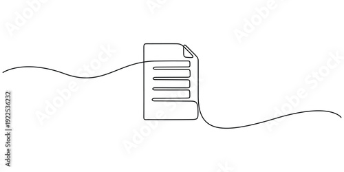 Continuous line drawing of a document or file folder, business or paperwork concept vector design 