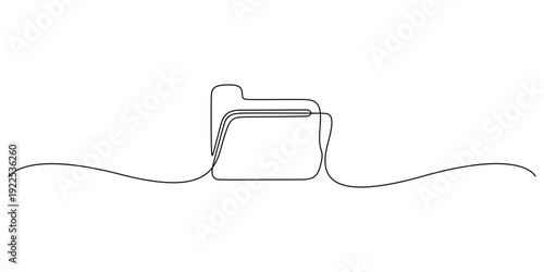 Minimalist continuous line drawing of a file folder, concepts for an icon for digital or physical organization